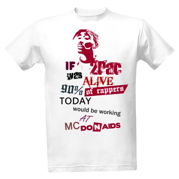 Tričko s potiskem Pánské tričko 2Pac and Todays Rappers - bílé